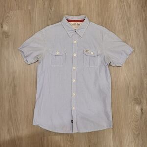 Lawman Jeans Men's Blue Plaid Button Up Shirt Large Collared Cotton Pocket